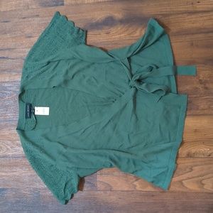 Lane Bryant Green V-Neck Wrap Sweater NWT